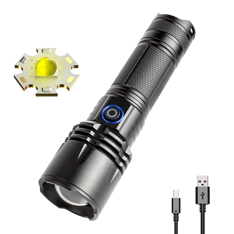P50 LED Powerful Zoomable Flashlight USB Rechargeable Outdoor Camping Zoom Flash Light Super Bright Portable LED Torch Lamp